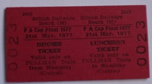 1977 FA Cup Final Manchester Utd Liverpool British Rail Dinner/Lunch Ticket RED for sale on Ebay