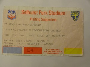 1994/95 Premier League Crystal Palace v Manchester United Ticket Stub for sale on Ebay