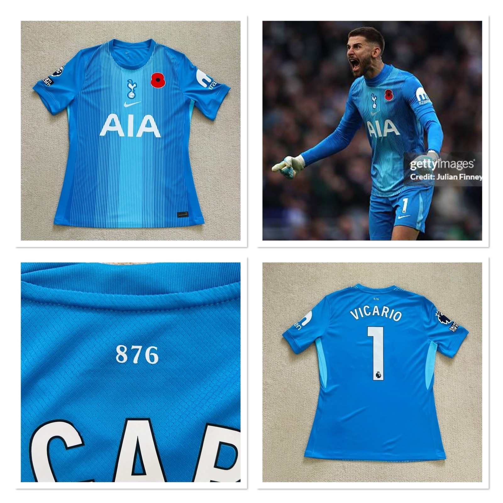 Tottenham Hotspur Nike Player Issue Match Issued Pro Goalkeeper Shirt Poppy 2025 for sale on Ebay