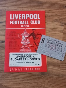 1965/66 European Cup Winners Cup, Liverpool vs Honved - Programme & Kop Ticket, for sale on Ebay