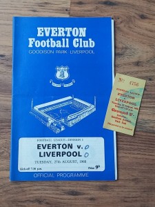 1968/69 Everton vs Liverpool Programme & Ticket, League Division 1 for sale on Ebay