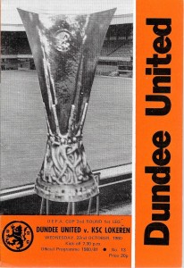 DUNDEE UNITED   v.   KSC LOKEREN  (BELGIUM).   UEFA Cup.   1980/81 for sale on Ebay