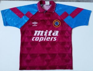 Original Vintage Aston Villa Umbro Home Shirt, 1990-92, Size  Boys chest 34-36
