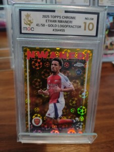 Ethan Nwaneri 41/50 Rookie Gold SP Starball Foil Topps Chrome 2025 Arsenal (23) for sale on Ebay