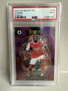 2022-23 Panini Select Premier League  Gabriel  Purple Prizm /135 Arsenal PSA 9 for sale on Ebay