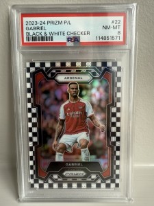2023-24 Panini Prizm Premier League Gabriel Black and White Checker Arsenal PSA for sale on Ebay