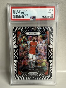 2023-24 Panini Prizm Premier League Ben White Zebra Choice /15 Arsenal  PSA 9 for sale on Ebay