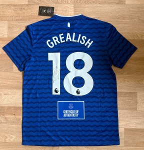 Jack Grealish Hand Signed Everton 25/26 Home Shirt Football Autograph - CHARITY for sale on Ebay