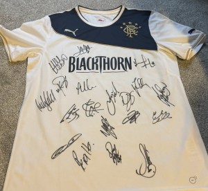 Glasgow Rangers 13/14 Away Shirt squad Signed with COA And Map Of Autographs for sale on Ebay