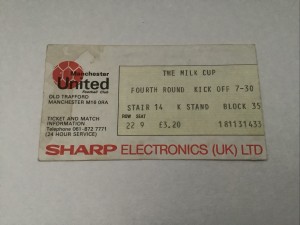 MANCHESTER UNITED V SOUTHAMPTON MILK CUP FOURTH ROUND MATCH TICKET 1982 for sale on Ebay