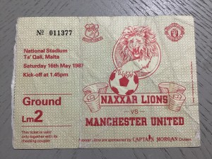 Friendly match Manchester United v Naxxar Lions Malta ticket stub 16TH May 1987 for sale on Ebay