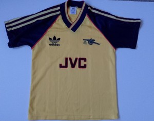 Genuine vintage Arsenal FC Away Shirt 1988-90 Adidas JVC Large Boys 30-32