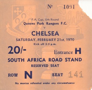 TICKET: QPR v Chelsea (FA Cup) 1969/1970 - CHELSEA CUP WINNERS! for sale on Ebay