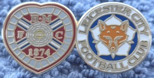 HEART OF MIDLOTHIAN FC BADGE - HEARTS / LEICESTER CITY TWIN CREST BADGE  for sale on Ebay
