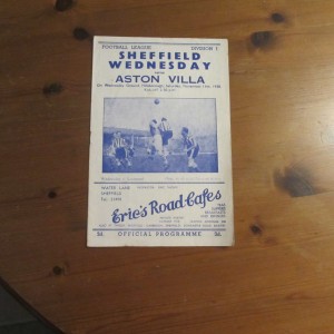 Sheffield Weds v Aston Villa Div 1 1950/1 for sale on Ebay