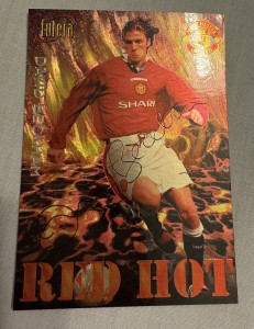 David Beckham Manchester United Signed Red Hot Foil Futera Special RH10 for sale on Ebay