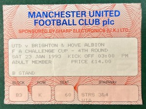 1993 Manchester United Brighton FA Cup Match Ticket Stub Man Utd Premier League for sale on Ebay