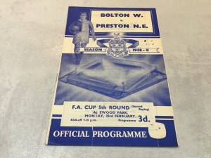 Bolton Wanderers v Preston North End 1958/9 FA Cup 5th Rd 2nd Replay @ Blackburn for sale on Ebay