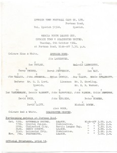 Ipswich Town v Colchester United - Mercia Youth League Cup 1964/65 programme for sale on Ebay