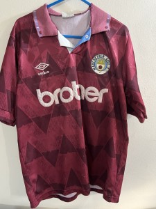 MANCHESTER CITY 1990 1992 AWAY ORIGINAL UMBRO SHIRT MEDIUM.  for sale on Ebay