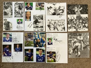 21 hand signed pictures of former Everton footballers for sale on Ebay