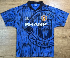 ORIGINAL MANCHESTER UNITED 1992/93 Away Football Shirt SMALL UMBRO VGC Rare for sale on Ebay