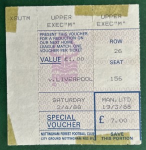Complete 1988 Nottingham Forest V Manchester United Football Match Ticket Stub for sale on Ebay