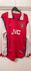 Arsenal home JVC long sleeve 98/99 shirt red and white size medium for sale on Ebay
