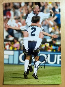 Paul Gascoigne England Euro 96 XL Signed A3 Photo Newcastle Spurs Autograph COA for sale on Ebay
