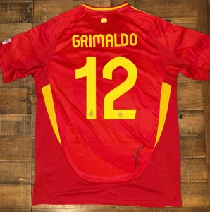 Signed Grimaldo Spain 2024 Home Shirt Proof Bayer Leverkusen for sale on Ebay