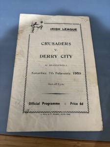 CRUSADERS v DERRY CITY Feb 1959 for sale on Ebay