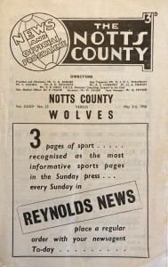 Notts County v Wolverhampton Wanderers Leon Leuty Testimonial 1955/56 for sale on Ebay