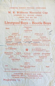 Liverpool Boys v Bootle Boys W R Williams Memorial Cup 1946/47 for sale on Ebay