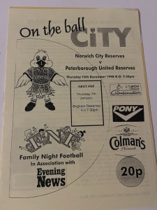 Norwich Reserves v Peterborough Reserves Combination Programme Season 1998-1999 for sale on Ebay