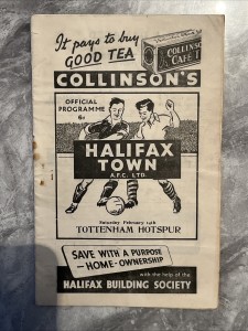 1952 - 1953 Halifax V Tottenham FA Cup Football Programme for sale on Ebay