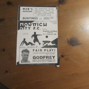 Norwich v Brighton Div 3 South 1948/9 for sale on Ebay