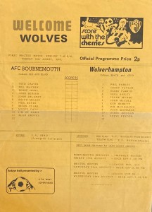 Bournemouth v Wolverhampton Wanderers Friendly 1973/74 for sale on Ebay
