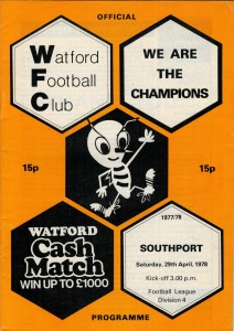 1977-78 WATFORD v SOUTHPORT (Southport's Last Game in Football League) for sale on Ebay