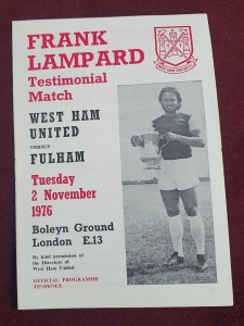 Frank Lampard Testimonial Match Programme West Ham V Fulham 2nd November 1976. for sale on Ebay