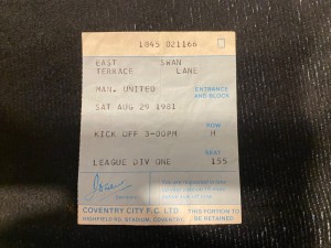 Coventry City v Manchester United 1981/82 Division One League Ticket for sale on Ebay