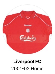 Liverpool FC 2001 Treble Home Shirt – Carlsberg – Reebok – Size L (42-44