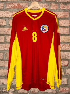 Romania 2012/14 Adidas Away Red Football Shirt men Large Match Worn no. 8 for sale on Ebay