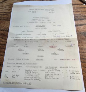 IPSWICH TOWN V CHELSEA FOOTBALL COMBINATION 1968/9 SINGLE SHEET for sale on Ebay