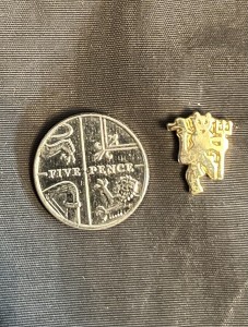 Manchester United Gold Devil Pin Badge, subtle tiny pin. for sale on Ebay