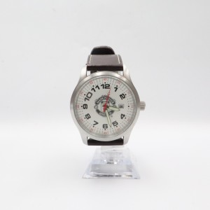 Manchester United FC Analog Watch Men's 41mm White Dial Date Brown Leather Strap for sale on Ebay