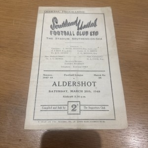 Southend Utd V Aldershot 20/03/1948 for sale on Ebay