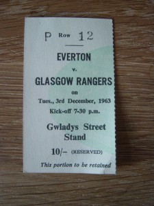 TICKET : 1963 FRIENDLY EVERTON v GLASGOW RANGERS for sale on Ebay