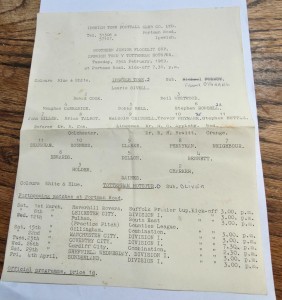 IPSWICH TOWN V TOTTENHAM HOTSPUR SJFC  1968/9 SINGLE SHEET for sale on Ebay