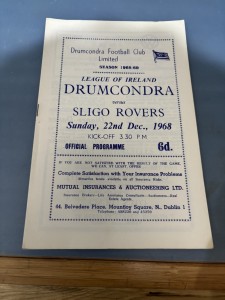 DRUMCONDRA v SLIGO ROVERS Dec 1968 for sale on Ebay