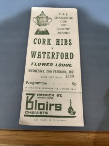 CORK HIBS v WATERFORD Feb 1971 FAI CHALLENGE CUP for sale on Ebay